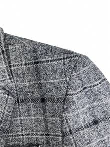 Men's Vintage Plaid Business Casual Blazer, Classic Commuter Style - Grey - View 3