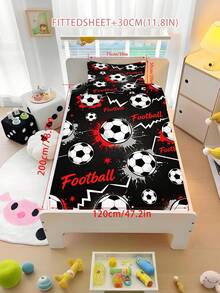 2/3PCS Black And Red Ink Splattered Graffiti Football Fitted Sheet Set Soft Breathable Bedding For All Seasons Twin/Full/Queen 100% Polyester Machine Washable - Multicolor - View 14