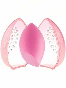 1/2pcs Beauty Sponge Makeup Storage Egg Powder Puff Makeup Egg-Shaped Transparent Holder Powder Puff Drying Box Makeup Accessories - Multicolor - View 2