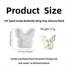 1PC Spirit Snake Butterfly Wing Clay Silicone Mold, 3D Stereo Exotic Snake And Butterfly Texture, Flexible Tear‑Resistant Silicone Material, Smooth Non‑Stick Demolding, Festival Gift For Halloween, DIY Craft Mold For Making Gothic Art Candles - 1pc Butterfly Silicone Mold - View 8