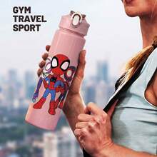 Disney 1pc Cute Cartoon Water Cups, Leak-Proof Plastic Sports Water Bottle, Cute Personalized Gift, Suitable For Outdoor Hiking, School, Office, Perfect Gift - Multicolor - View 6