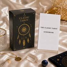 A Beginner's Guide To 78 Classic Tarot Cards, Portable Divination Game, Halloween And Thanksgiving Gifts, Game Gifts,With Paper Manual - Black - View 5