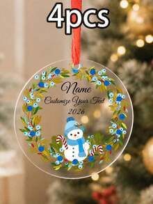 Custom Christmas Ornament, Personalized Name And Text Holiday Hanging Decor, Festive Snowman Wreath Style, Customized Christmas Tree Ornament, Customizable Wall Hanging Keepsake, Christmas Home Decor, Holiday Gift 2026, Room Decor, Family Gift - Style B - View 15