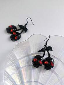 1 Pair Gothic Vampire Skull Cherry Women's Earrings, Creative Personalized Earrings, Versatile - Multicolor - View 4
