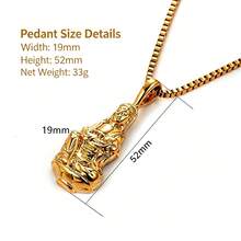 1pc Stainless Steel Solid Cast Buddha Pendant With Box Chain, Gold/Silver Dual Color Optional, Unisex, Streetwear, Business Commute, Daily Wear, Holiday Gift - PB029 Pendant Necklace - View 2