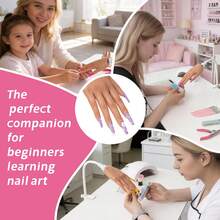 Veikmv Practice Hand For Acrylic Nails, Silicone Right Hand, 141Pcs Kit Bendable Fingers And Realistic Skin; Deep Grooves Hold Tips Without Glue; Gel, Manicure And Salon Training For Beginners - Apricot - View 9