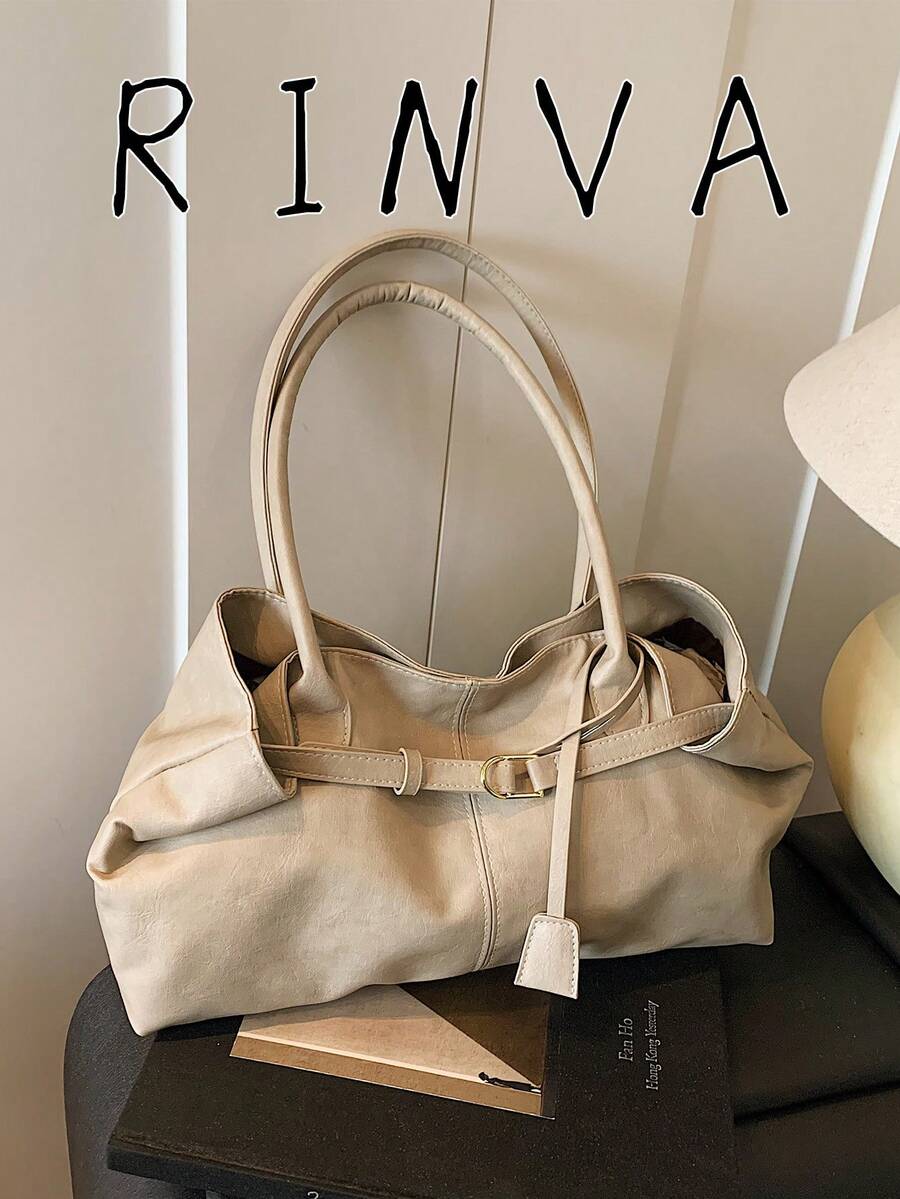 Solid Color Buckle PU Leather Shoulder Crossbody Bag, Fashionable And Versatile, Suitable For Women's Daily Use, Work And Vacation - White - View 1