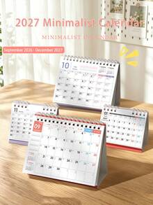 2027 Minimalist Desktop Standing Calendar, 2 Sizes Available, Office Desk Decor Mini Monthly Calendar, Creative Study Planner Self-Discipline Check-In Notebook Memo - Single Piece - View 8