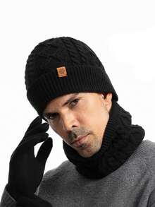 3PCS Autumn/Winter Knitted Hat, Scarf And Gloves Set, Unisex Wearable, Cold-Proof Ear Protection, Woolen Hat Set Suitable For Daily Travel Use - Multicolor - View 2