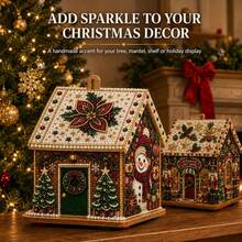 3D Wooden Christmas House Diamond Art Kit, Pearl Rhinestone DIY Ornament - #A - View 7