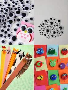 1500-100pcs Black & White Self-Adhesive Googly Eyes, Assorted Sizes Movable Plastic Craft Eyes, DIY Handmade Accessories, Suitable For Scrapbooking, Card Making, Halloween Christmas Holiday Creative Projects Fun Art Supplies - Multicolor - View 8