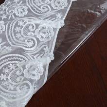 1pc Transparent PVC Round Tablecloth With White Lace Trim, Waterproof Oil-Proof Clear Table Cover, Decorative Table Mat For Home Kitchen Dining Table - Beige - View 9