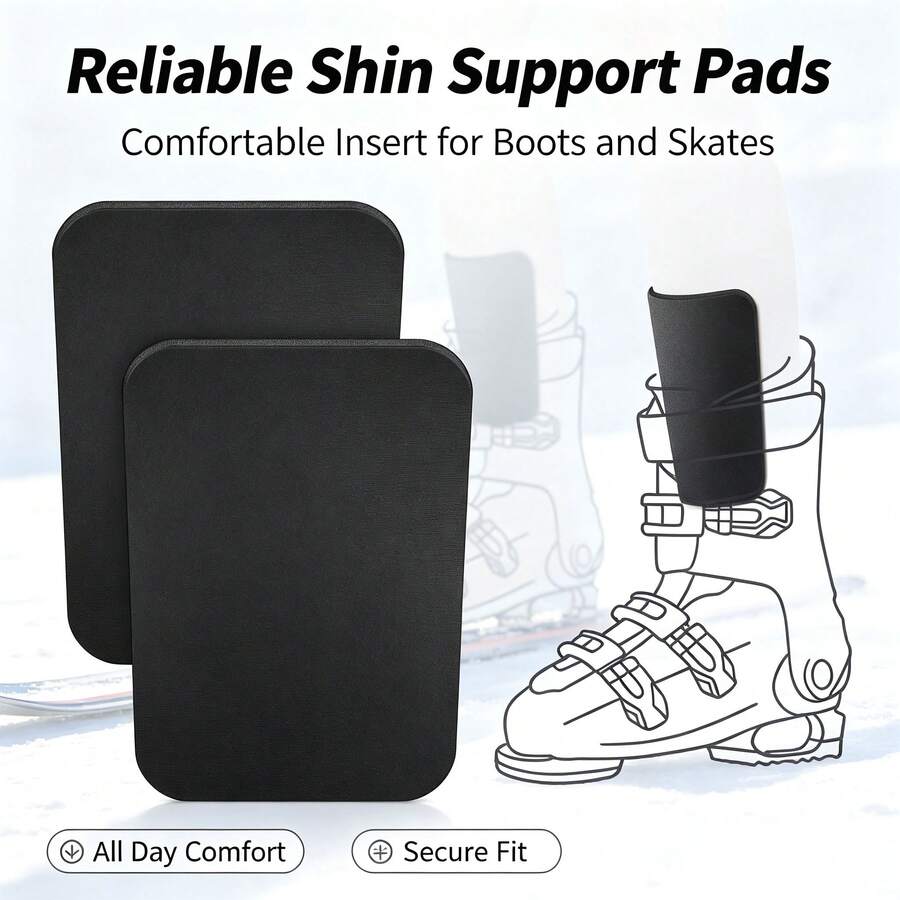 1 buah/2 buah Bantalan Penopang Betis Olahraga Musim Dingin Anti-Selip, Bantalan Empuk Peredam Guncangan Terintegrasi untuk Sepatu Ski dan Sepatu Seluncur Es, Bantalan Anti-Selip Kaki yang Nyaman - Hitam - View 1
