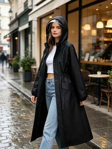 Women's Long Hooded Raincoat Outdoor Windproof Rain - Women's Raincoat - View 1