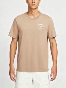 Nike Men's Short Sleeve Fashionable Versatile Minimalist Graphic Quick-Dry Crew Neck Running T-Shirt Khaki - Khaki - View 3