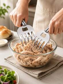 1/2/4pcs Thickened Stainless Steel Bear Claw Meat Shredder, One-Piece Molded Rust-Resistant & Corrosion-Resistant, 5 Sharp Teeth Firm Grip, Non-Slip Meat Cutting & Shredding, Suitable For Kitchen Beginners - Multicolor - View 8