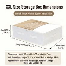 1pc Large White Foldable Underbed Storage Bag, Multi-Functional, Can Be Used To Store Blankets, Skirts, Bedding, Pillows, Clothes, Space-Saving, Suitable For Labor Day Promotion, Underbed Storage, Storage Bag, Clothing Storage - White - View 13