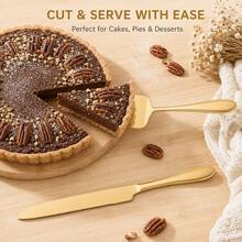 2pcs Wedding Cake Cutting Set, Includes Stainless Steel Cake Knife And Cake Server, Thickened Stainless Steel Material, Rounded Edges, Ergonomic Handle, Suitable For Wedding, Birthday, Party, Anniversary, Celebration Occasions, Christmas Gift, National Day Gift - Baking, Kitchen Supplies - View 4