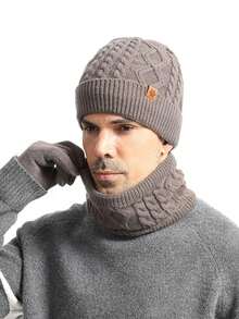 3PCS Autumn/Winter Knitted Hat, Scarf And Gloves Set, Unisex Wearable, Cold-Proof Ear Protection, Woolen Hat Set Suitable For Daily Travel Use - Multicolor - View 3