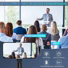 HITOZON Professional Wireless Lavalier Lapel Microphone, Plug-And-Play Omnidirectional Condenser Clip-On Mic, Noise Reduction, Receiver Powers & Charges Phone, Auto Pairing, For Live Streaming, Vlogging, Podcasting, Interviews, Video Recording - Black - View 6