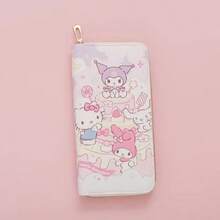 SANRIO محفظة طويلة للنساء بتصميم هالو كيتي، محفظة/حقيبة جلدية طويلة بتصميم شخصية كرتونية عصرية، هدية عيد ميلاد & عيد الميلاد - متعدد الألوان - مشاهدة 7