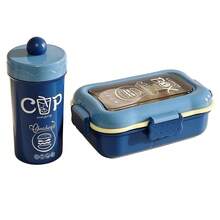 2pcs/Set Bento Box, Water Bottle Sleeve, Large 4-Compartment Lunch Box With Spoon, Fork And Sauce Container. Microwave , Suitable For Commuting, Students Lunch And School Supplies. Back To School Essential - Multicolor - View 16