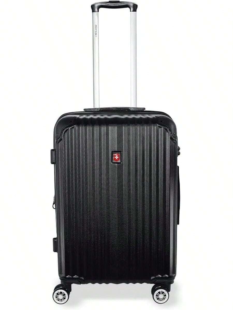 ROYAL SWISS Maleta ANDERMATT, Mediana 24", rígida ABS, expandible, candado de (Morado) - Negro - Ver 1