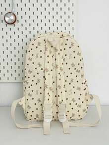 3pcs Back To School Heart Bow Pattern Backpack Set, Large Capacity Nylon School Day Bag With Lunch Bag And Pencil Case, Multi-Pocket Casual Backpack, Lightweight Bookbag, Suitable For Students/Graduates/Young People, Perfect For Back To School/Daily/Shopping/Short Trips And Outdoor Leisure Activities - 8216 - View 7