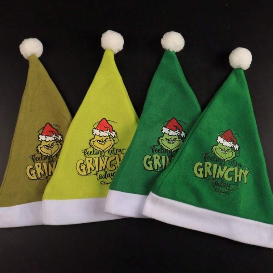 The Grinch The Green Plush Christmas Hat With Embroidery And Color Block Design, Adult Holiday Party Hat - Multiple Styles - View 1