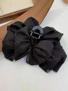 1pc Double-Sided Bubble Mesh Bow Hair Claw Clip, Fashionable Versatile Updo Hair Clip Large Hair Claw Elegant Elegant Hair Accessory For Women - Multicolor - View 3