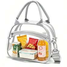 1pc Transparent Crossbody Lunch Bag, PVC Material, Durable & Wear-Resistant, Fashionable & Portable Lunch Box Bag, Large Capacity, Suitable For Office Workers & Students, Multi-Functional Travel Storage Bag, All-Season Use, Non-Food Contact Use - Multicolor - View 9