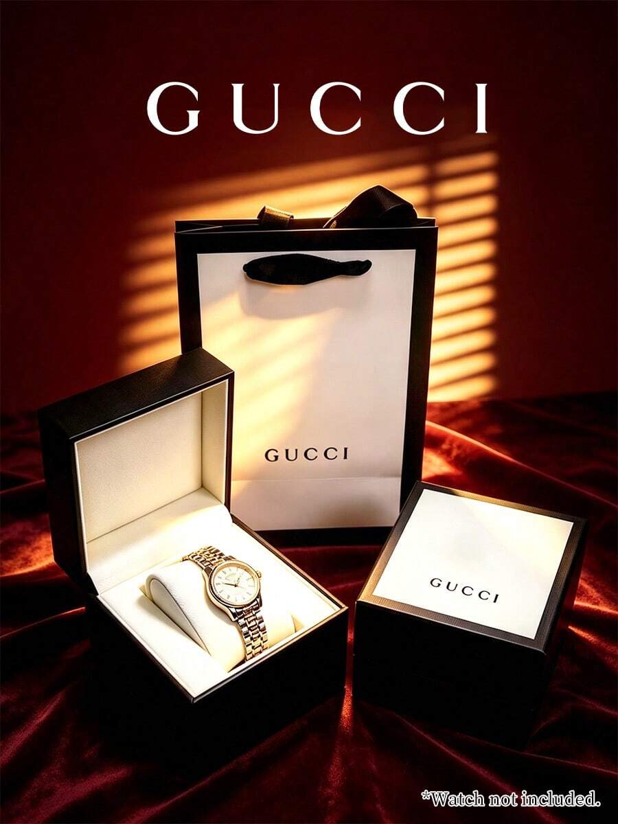 Hộp đựng đồng hồ rỗng Gucci kèm túi quà, bao bì quà tặng sang trọng, phù hợp để lưu trữ đồng hồ và làm quà tặng, chỉ có hộp - Đen và trắng - Xem 1