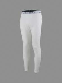 Norcotton 1PC White Men's Autumn/Winter Thermal Leggings, Slim Fit Front Fly Design, Snug Fit Non-Bulky Base Layer - White - View 2