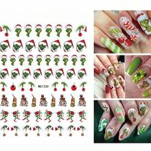 The Grinch 1 مجموعة ملصقات أظافر وحش أخضر الشعر لعيد الميلاد مع لاصق خلفي قابل للإزالة ملصقات إكسسوارات أظافر عيد الميلاد - متعدد الألوان - مشاهدة 4