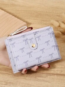 Simple Bow Printed Card Bag, Ultra-Thin Zipper Convenient ID Window ID Bag, Portable Credit Card And Coin Card Bag, Suitable For Outdoor And Travel - Pink - View 16