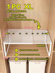 Expandable Metal Closet Storage Organizer Rack, Adjustable Height, Space-Saving Vertical Storage Rack For Clothes, Shoes, Cabinets - Easy To Install, Compatible With Wardrobes, Shoe Racks, Closet Organization, Suitable For Home, Office, Retail Spaces, Closet Storage And Organization - Multicolor - View 17