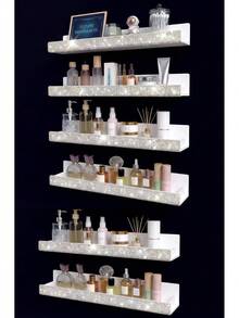 15 Inch Nail Polish Wall Shelf, Diamond Crystal Rhinestone Acrylic Nail Polish Storage Rack, Photo Display Storage Wall Shelf - White Rhinestones - View 11