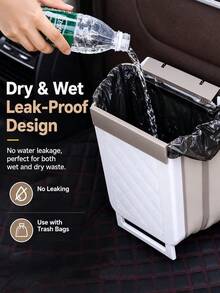 Foldable Car Trash Can With Phone Holder Hooks, Leakproof Large Capacity Hanging Organizer, Seat Back Storage Bin Kitchen Cabinet Trash Can - Multicolor - View 2
