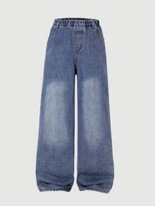 Tween Boy Spring Cartoon Graphic Pocket Casual Daily Denim Jeans - Blue - View 2