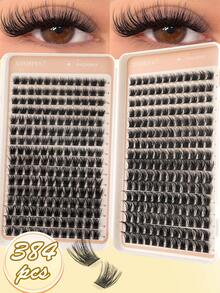 مجموعة تمديد الرموش DIY (384/368 عنقود، التواء D)، رموش صناعية عنقودية للاستخدام المنزلي، رموش صناعية عنقودية فردية - D - مشاهدة 4