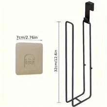 1pc Modern Metal Hanging Toilet Paper Holder, 3-Roll Capacity Bathroom Storage Rack, No-Drill Easy Installation Toilet Paper Rack, Bathroom Cabinet Side Hanging Rack, Home Bathroom Toilet Paper Holder - Multicolor - View 14