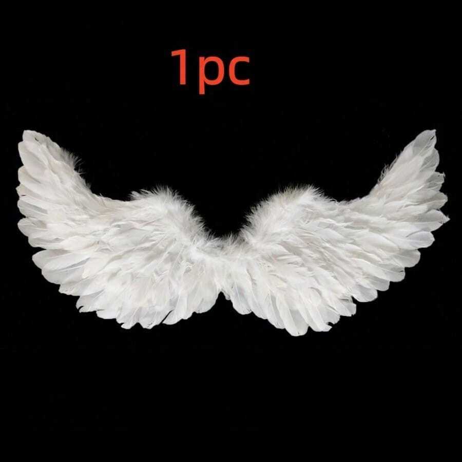 1pc Angel Wings Set, Black And White Angel Wings, Fairy Halloween Adult Costume Prop - Multicolor - View 1