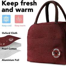 Thermal Insulation Lunch Bag With Built In Aluminum Foil Thermal Insulation Bento Bag Large Capacity Portable And Easy To Carry Suitable For Students Office Picnics Outdoor Activities Initial Name 26 Letters Pattern - Red - View 5
