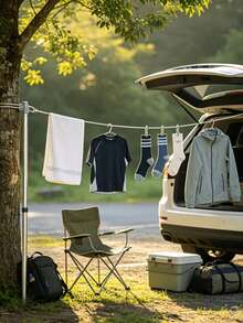 1pc Durable Stainless Steel Clothesline | Portable Laundry Drying Rope, Suitable For Indoor/Outdoor Use, Perfect For Camping, Bathroom And Dormitory, Pet Leash, Anti-Slip, Rust-Proof And Weather-Resistant, With Hook Accessories, Indoor/Outdoor Laundry Clothesline, Multi-Functional Steel Wire Rope - Multicolor - View 9