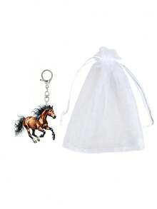 Horse Acrylic Keychain, Flat Car Interior Rearview Mirror Hanging Ornament - Backpack Hanging Decor - Perfect Gift For Horse Lovers, Bag Accessory, 2D Design - Daily Use - Birthday Gift, Acrylic Car Pendant, Multi-Functional Car Key Accessory, Earphone Pendant, Phone Case Pendant, Suitable For Car Keys, Backpacks And Handbags, Perfect Gift For Friends, Teachers, Family, Horse Lovers, Back To School Gift, Teacher's Day Gift - Multicolor - View 12