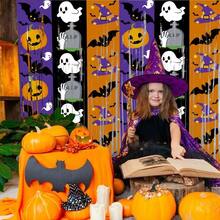 Halloween Bat Pumpkin Ghost Tinsel Curtain Party Background Decoration Photo Prop - Multicolor - View 4