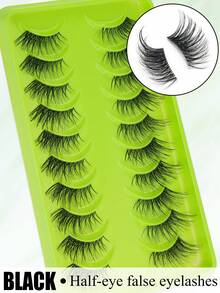 10 Pairs Natural Half Eyelashes, Lightweight And Soft, Create Cat Eye Makeup Effect, Naturally Extend Eye Corners, Transparent Lash Roots, Durable And Reusable, Cat Eye Half Eyelashes, Beautiful And Natural - Black - View 6