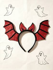 1pc Bat Wing Headband, Halloween Glitter Hair Band, Women Party Costume Hair Accessory - Multicolor - View 5