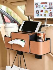 Multifunctional Car Seat Back Organizer, Dual Cup Holders + Tissue Box + Phone Storage, Easy Installation, Keep Car Interior Tidy - Multicolor - View 11