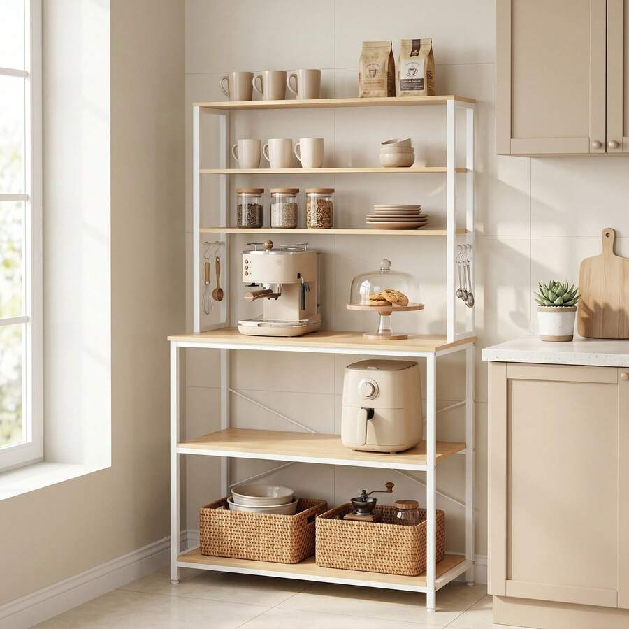 SONGMICS Baker's Racks - Oak and White - View 1